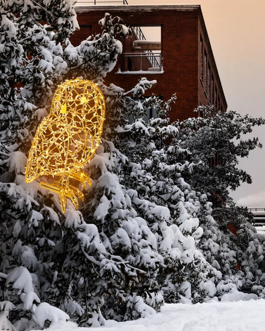 LED-Deko-Eule aus Aluminium – 120 cm hoch, gold, wetterfest für Außenbereich