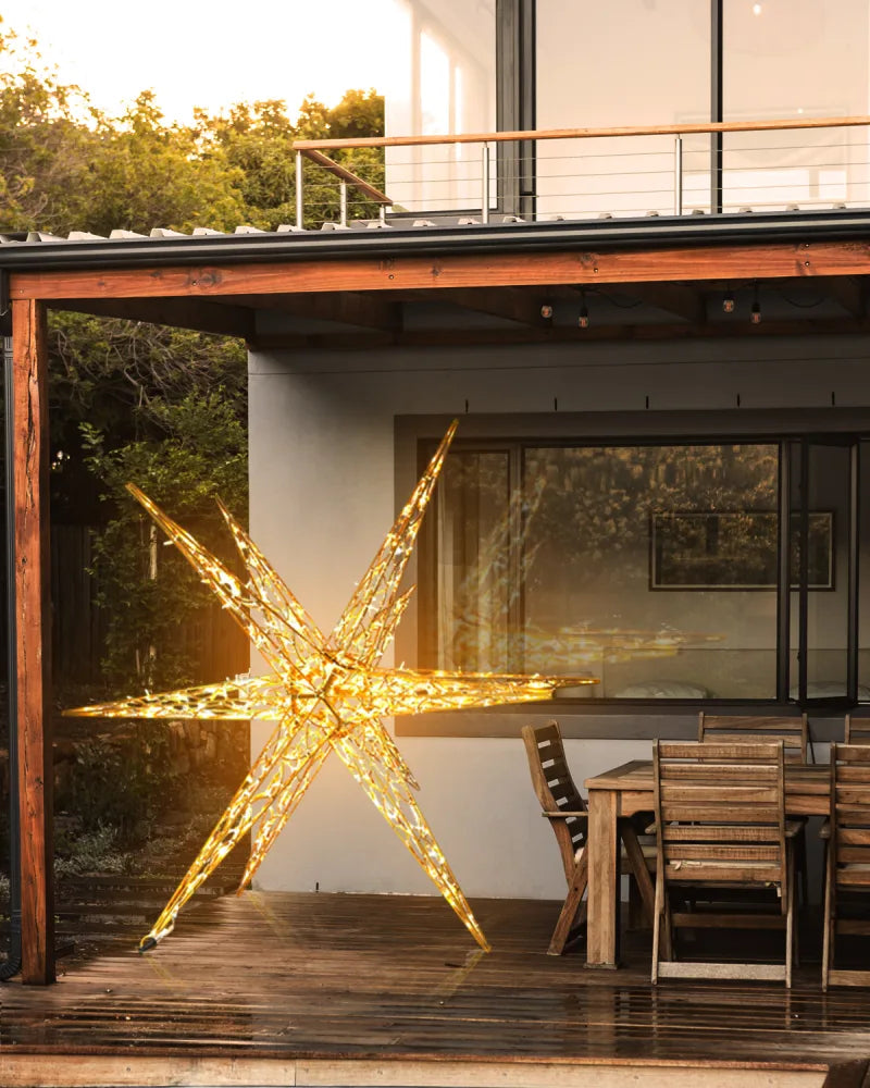 LED-Stern TWELVER – zwölfzackige Lichtskulptur, 200 cm, gold